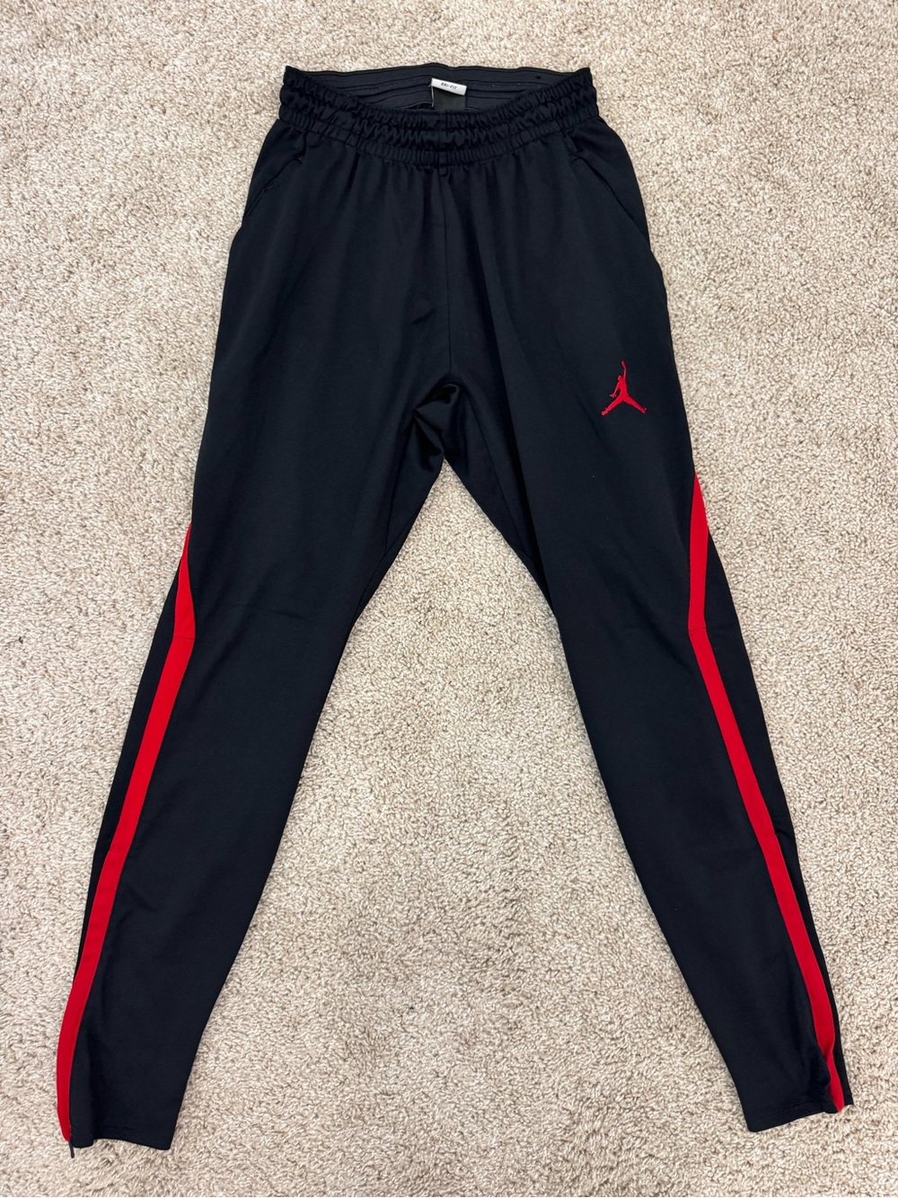 Jordan Black Joggers with Red Side Panels
